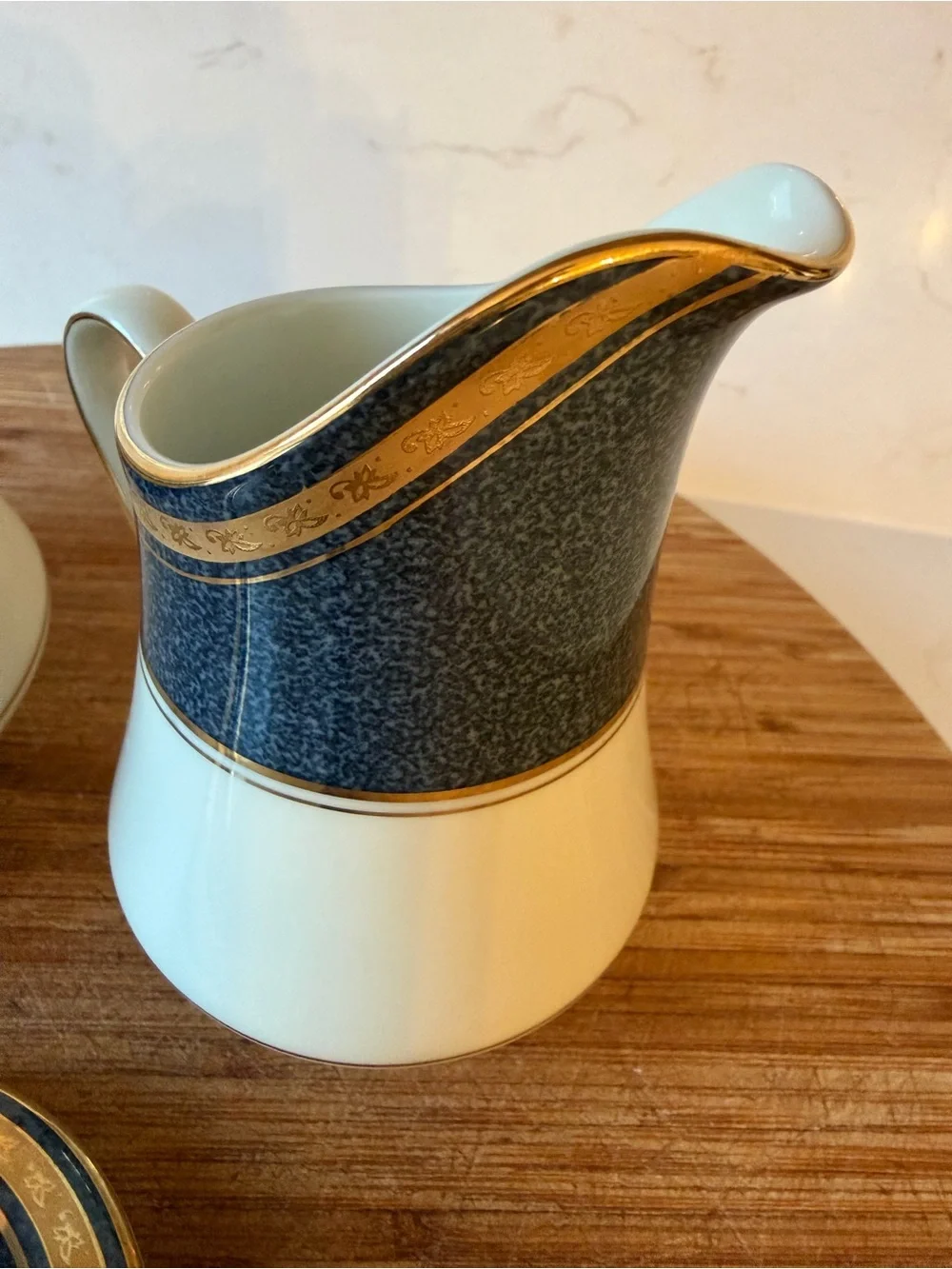 Vintage Mikasa Grande Ivory Japan Cream and Sugar Set Imperial Lapis Pattern